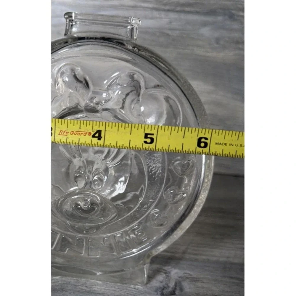 Vintage Anchor Hocking Disney Mickey & Minney Mouse Clear Glass Coin Piggy Bank
